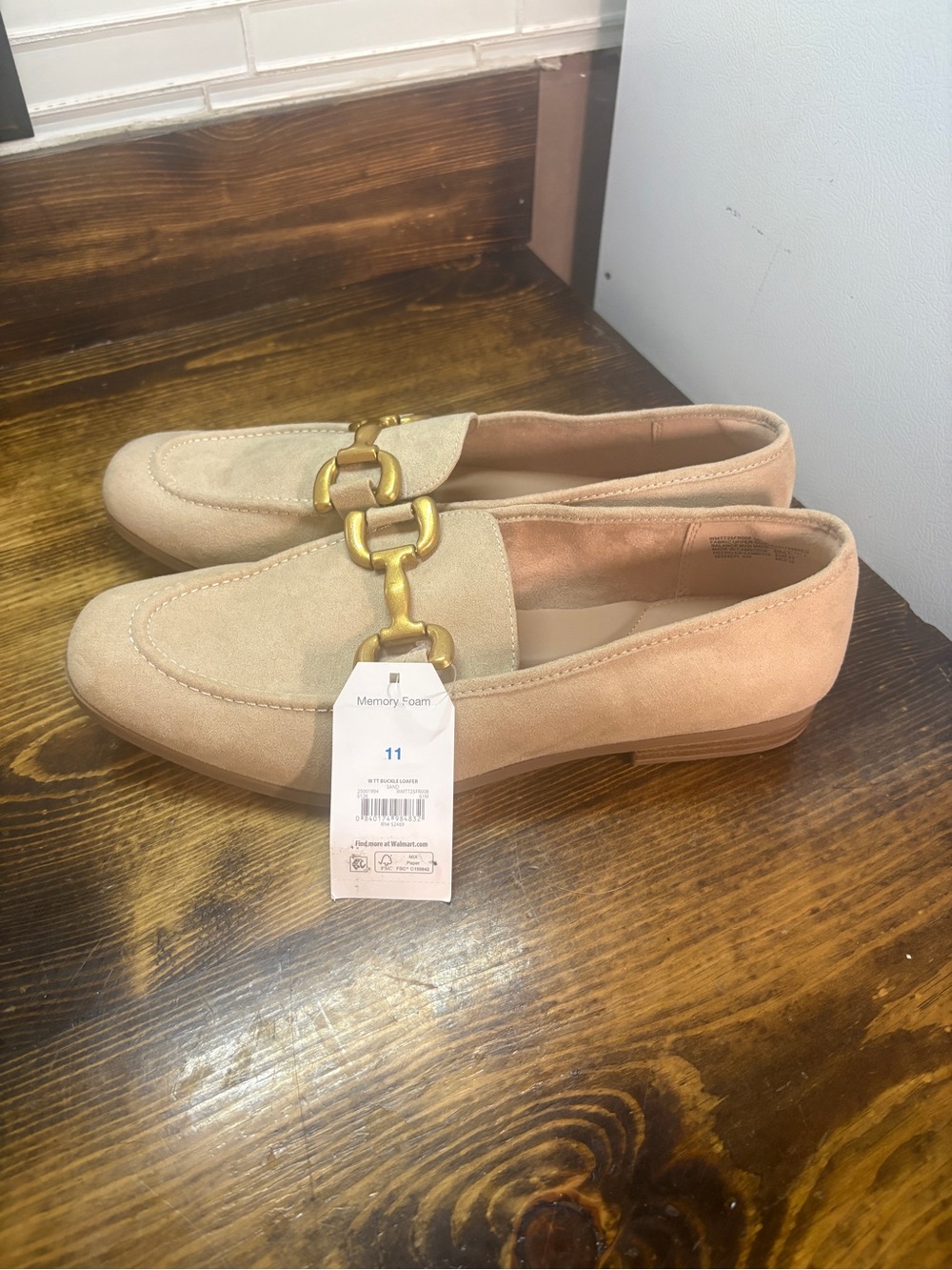 Time and tru tan buckle loafers size 11